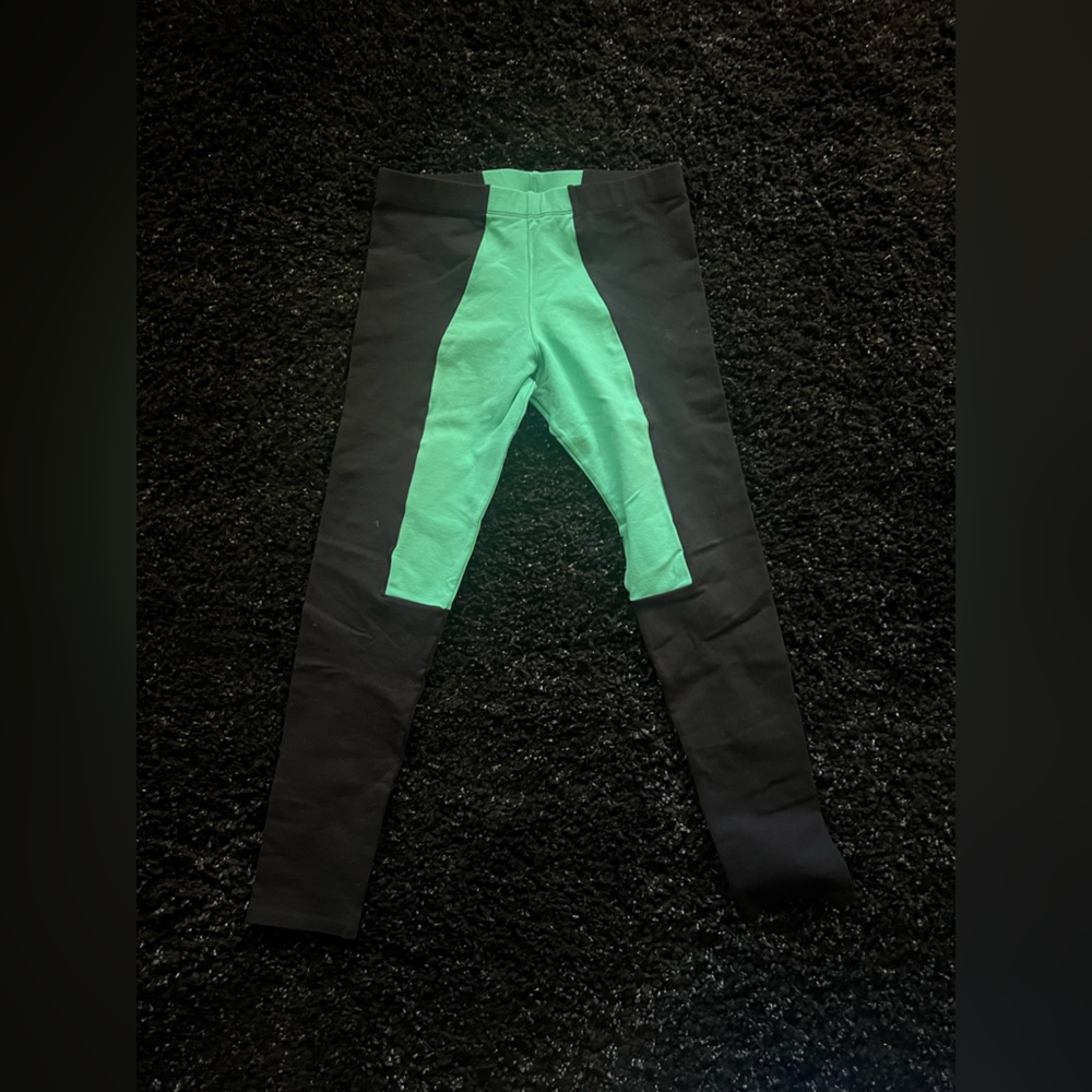 Black & Teal Green Workout Leggings – Size Medium